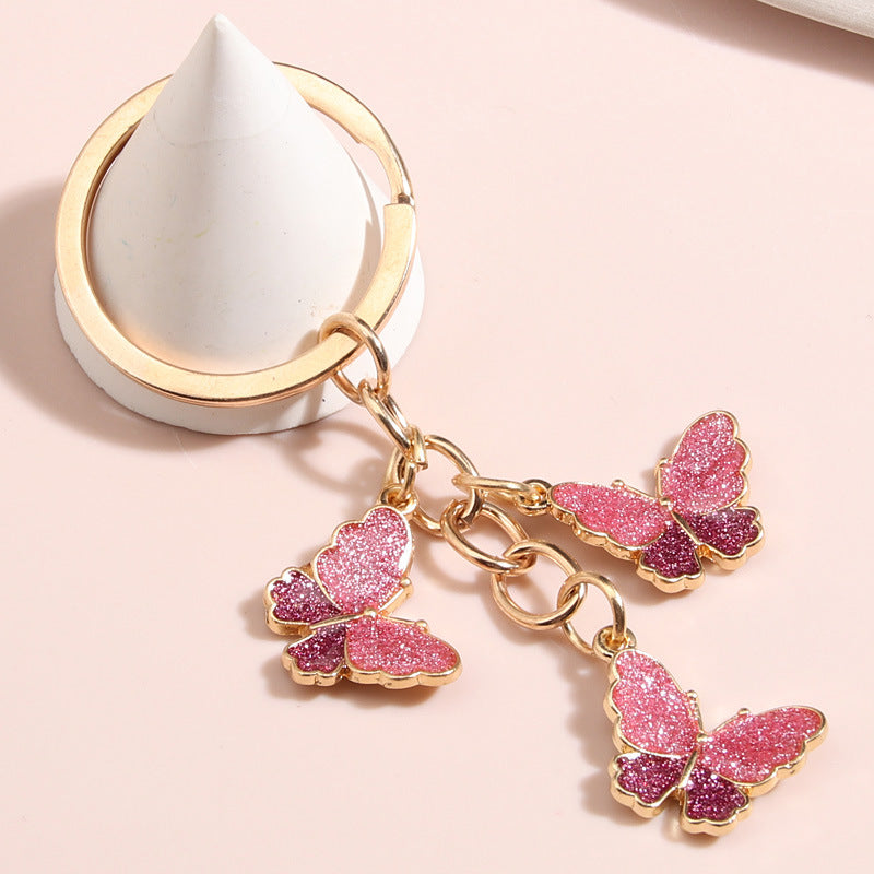 Wholesale Three Color Butterfly Diamond Crystal Metal Keychain